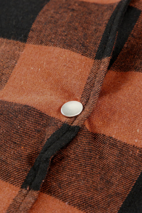 Turn-Down Collar Plaid Shirt Coat